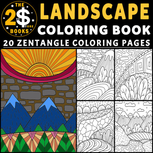 Landscape zentangle coloring book