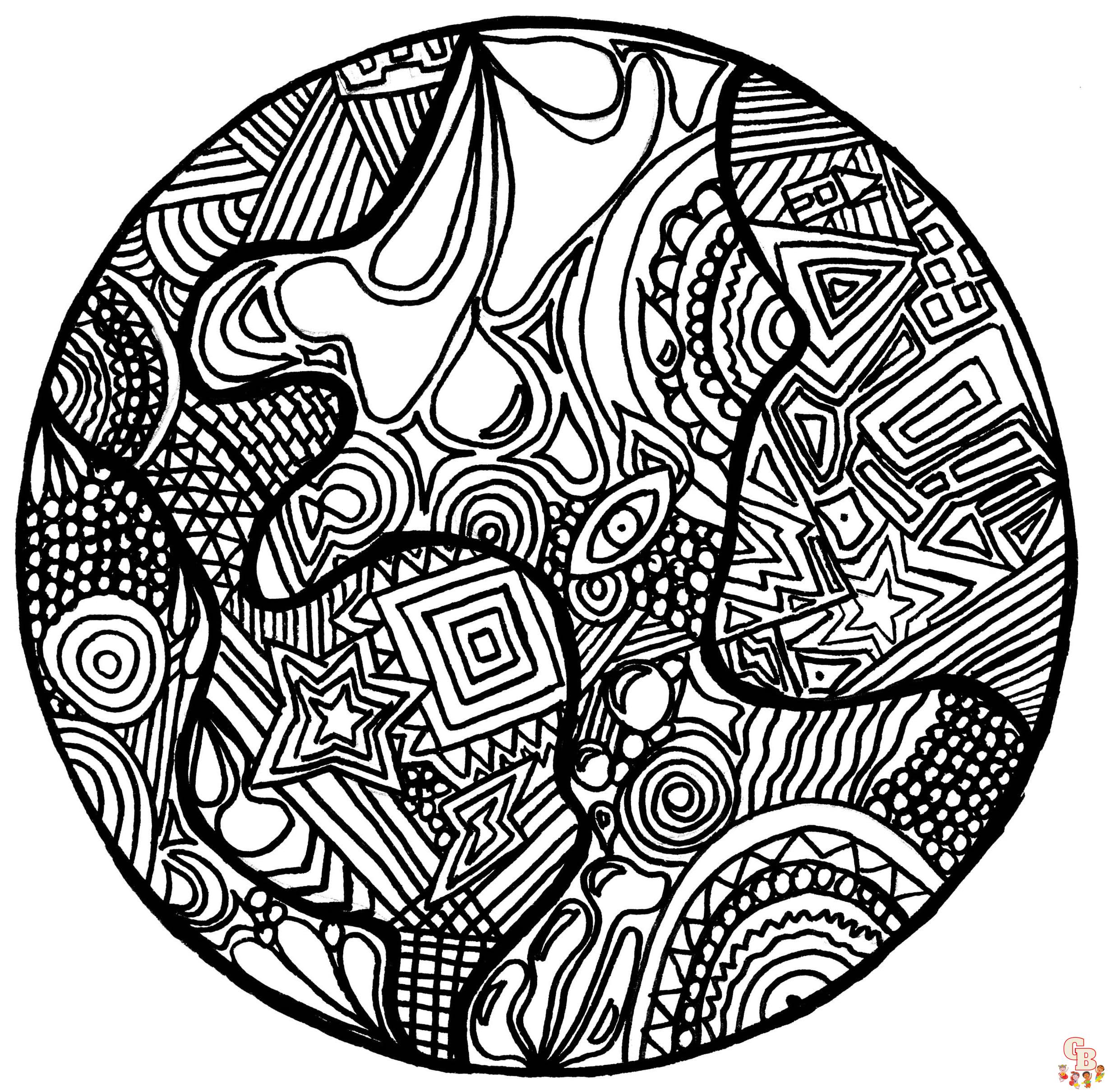 Printable zentangle coloring pages free for kids and adults