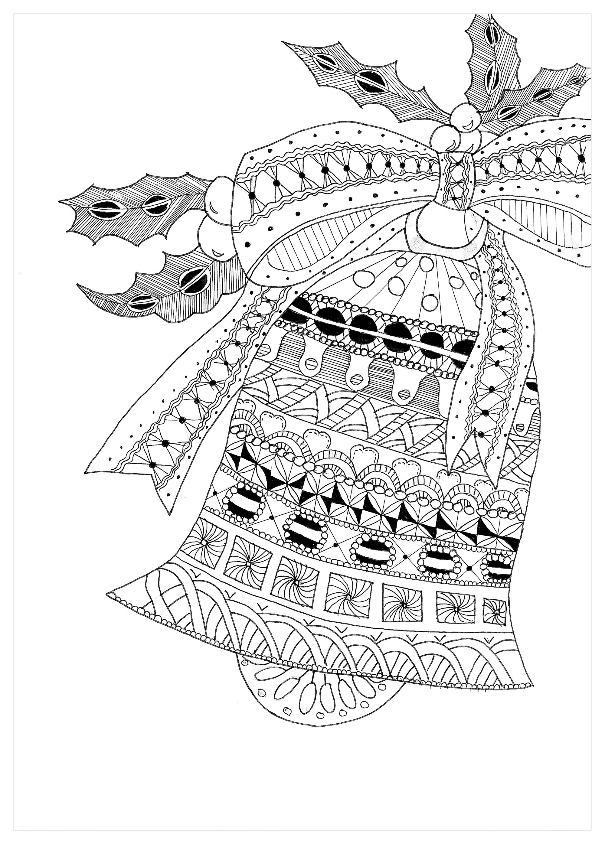 Page zentangle bell christmas