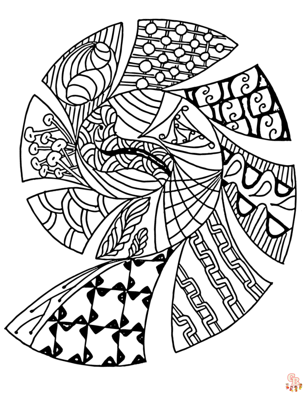 Printable zentangle coloring pages free for kids and adults