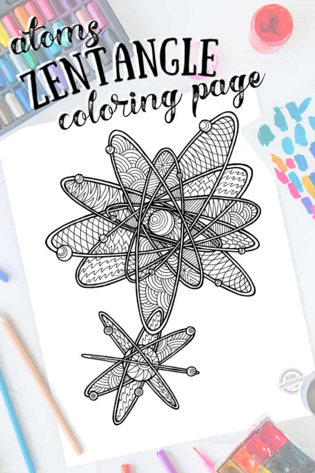 Zentangle atoms coloring page kids activities blog