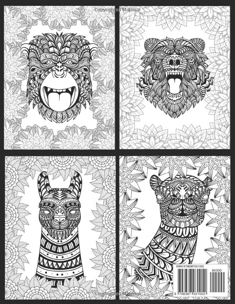 Animal adult coloring book amazing animals zentangle patterns for stress relief and relaxation press steam mill books