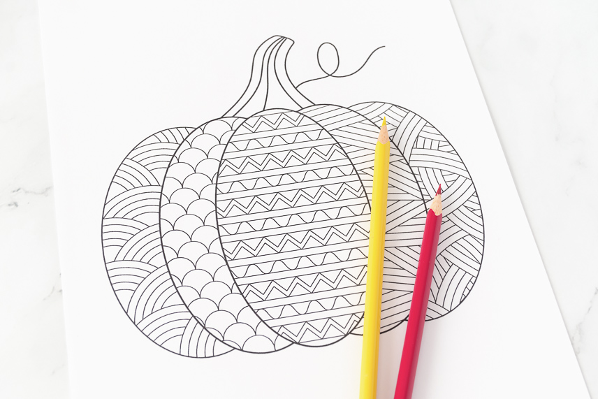 Printable zentangle pumpkin coloring page