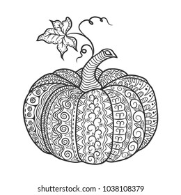 Vector hand drawn pumpkin zentangle style stock vector royalty free