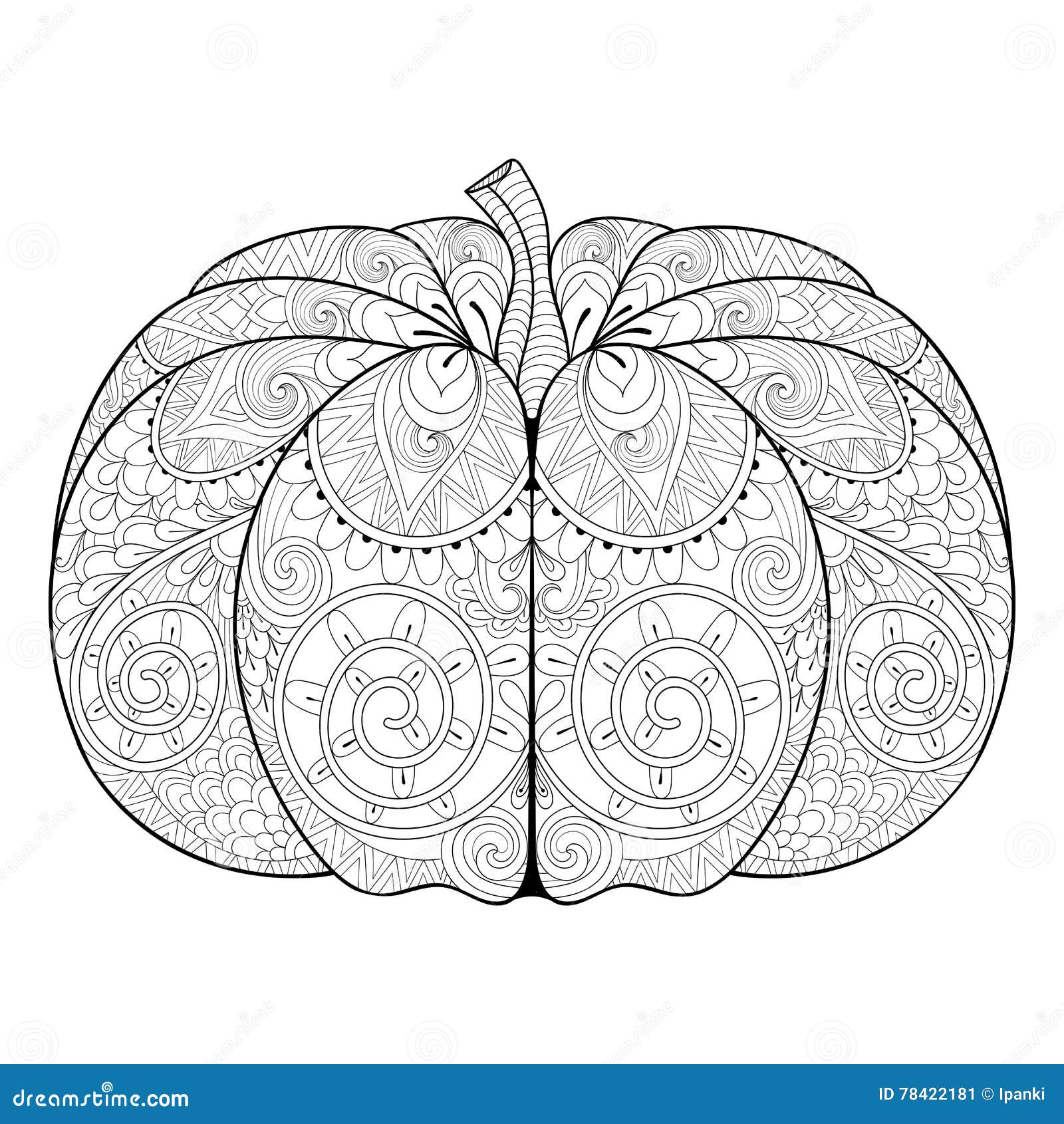 Zentangle stylized autumn pumpkin for thanksgiving day halloween freehand sketch for adult anti stress coloring page with stock vector