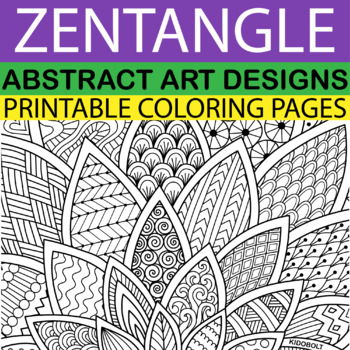 Bundle of zentangle meditative coloring pages bonus doodle coloring pages