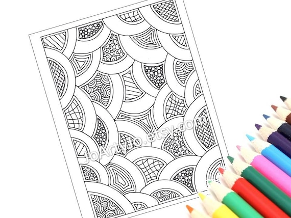 Printable coloring page zentangle inspired instant download zendoodle pattern page