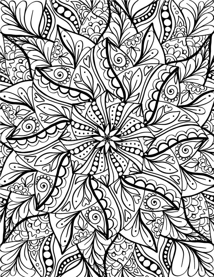 Mandala adult coloring book page zentangle style coloring page stock vector