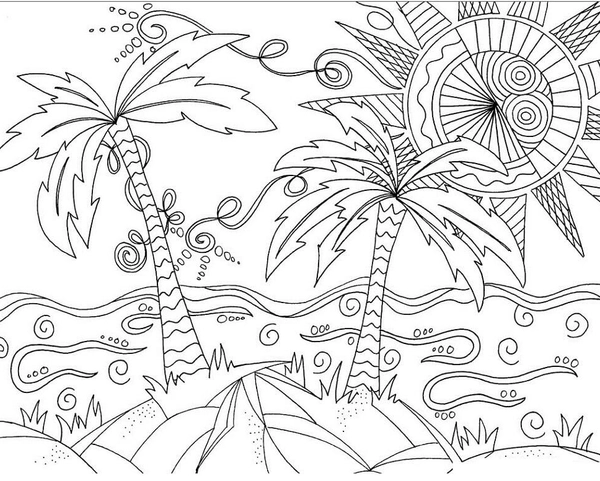 Ðï summer zentangle beach scene