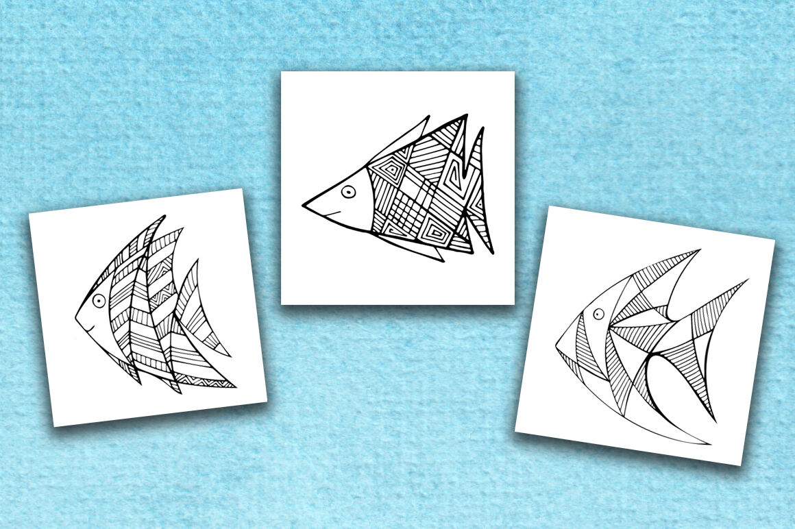 Zentangle fish printable coloring pages by irisidia