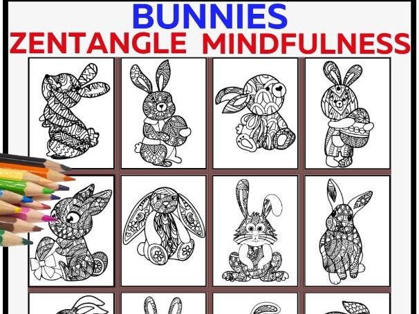 Rabbit zentangle coloring book for kidschinese new year mindfulness teaching resources