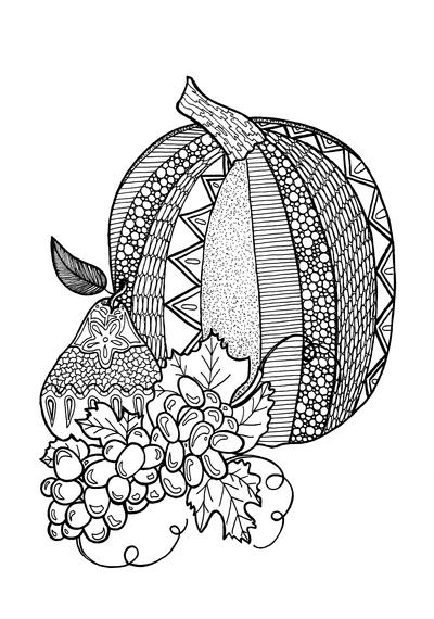 Textured pumpkin adult coloring page