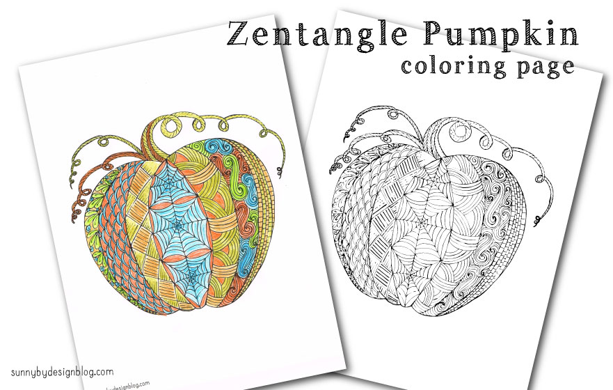 Sunny by design zentangle pumpkin coloring page