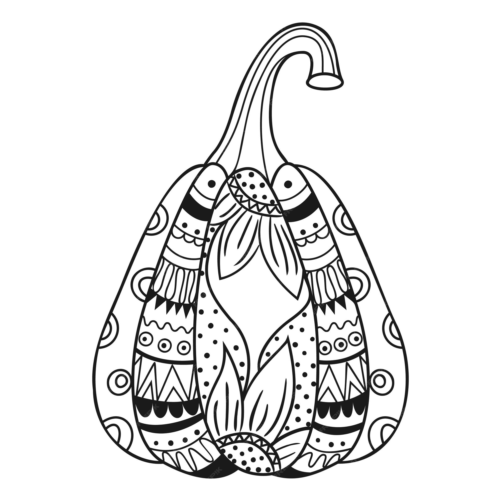 Premium vector pumpkin mandala coloring page for adult and kids