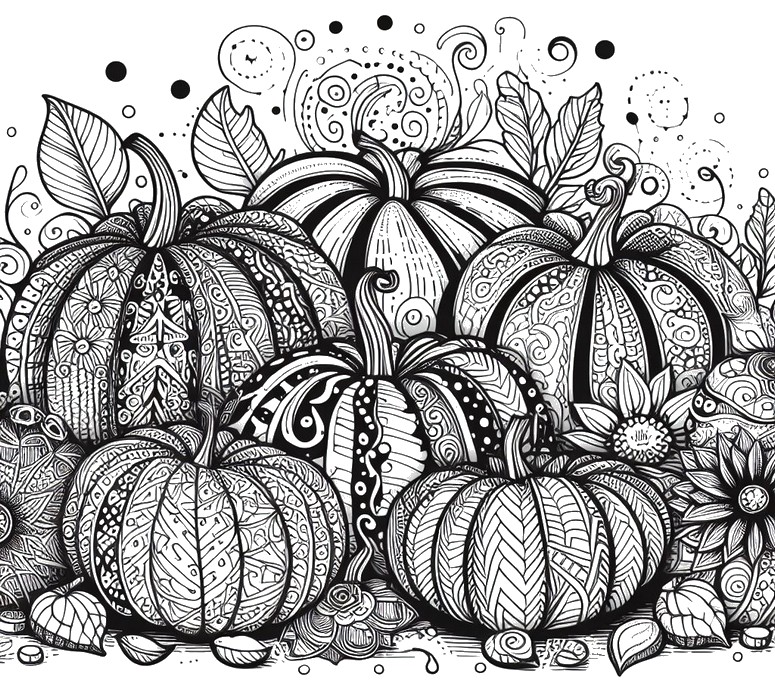 Coloring page zentangle halloween pumpkin