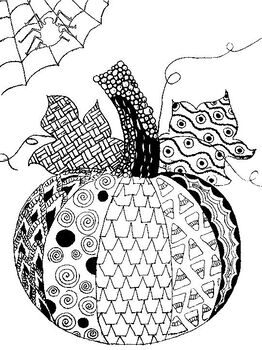 Halloween pumpkin mindfulness zentangle coloring sheet by kriopie design