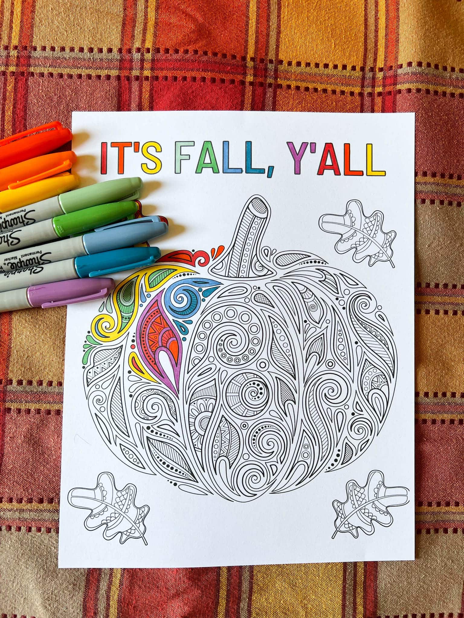 Printable its fall yall pumpkin coloring page