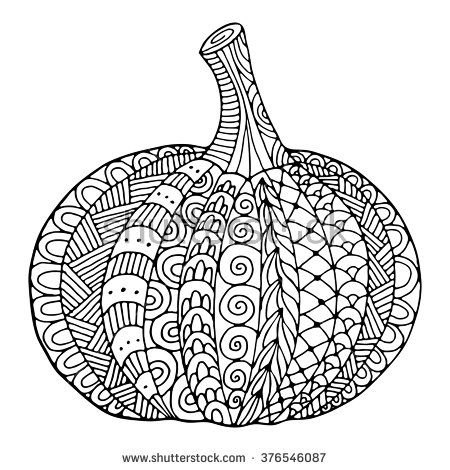 Hand drawn black white ornamental pumpk stock vector royalty free shutterstock pumpk art fall colorg pages zentangle patterns