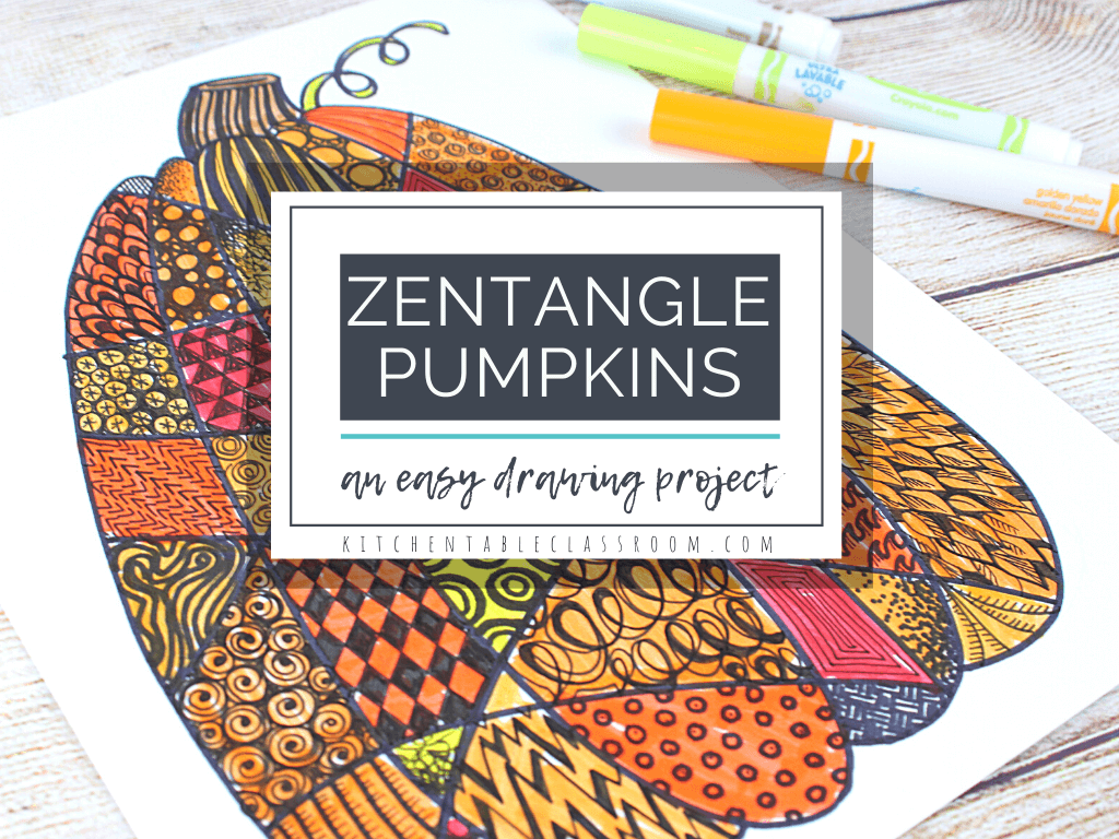 Zentangle pumpkin drawing