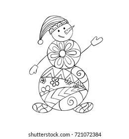 Zentangle stylized cartoon cheerful snowman ornamental stock vector royalty free