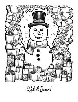 Snowman coloring page zentangle snow person winter coloring sheet