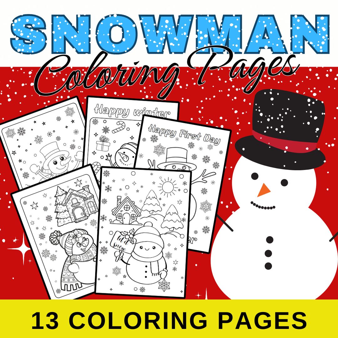 Snowman snowperson winter zentangle coloring pages