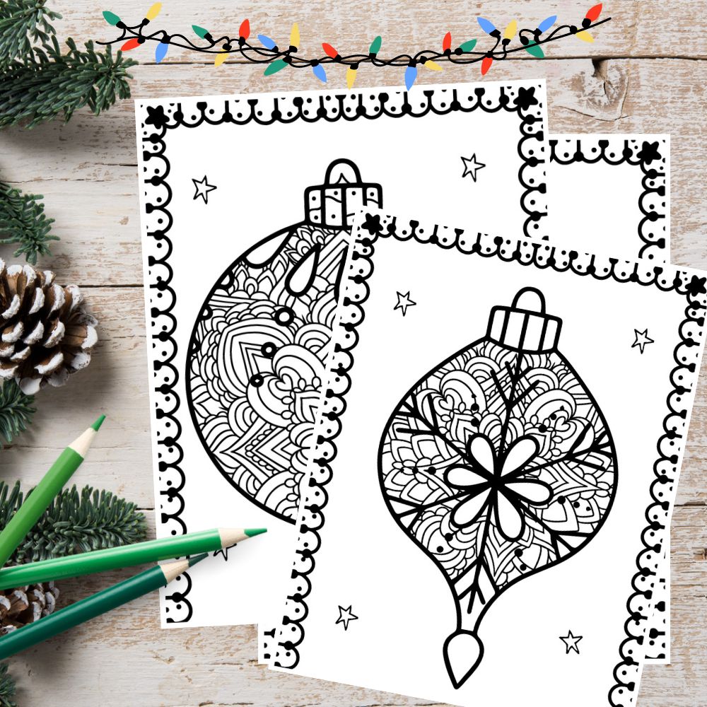 Winter ornaments baubles coloring zentanglewinter mindfulness stress relief made by teachers