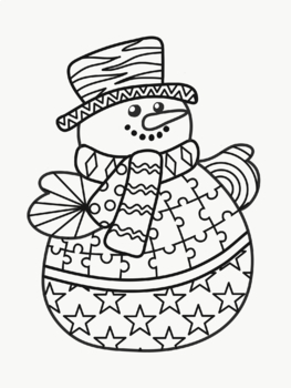 Winter snowman zentangle no prep coloring page by pooley productions