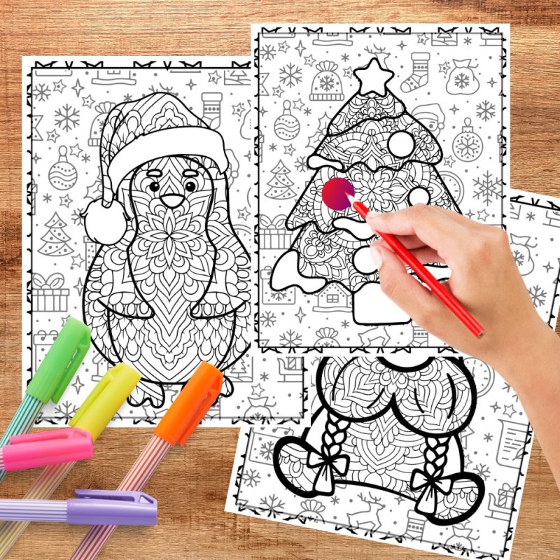 Winter lhiver zentangle mandala coloring pages