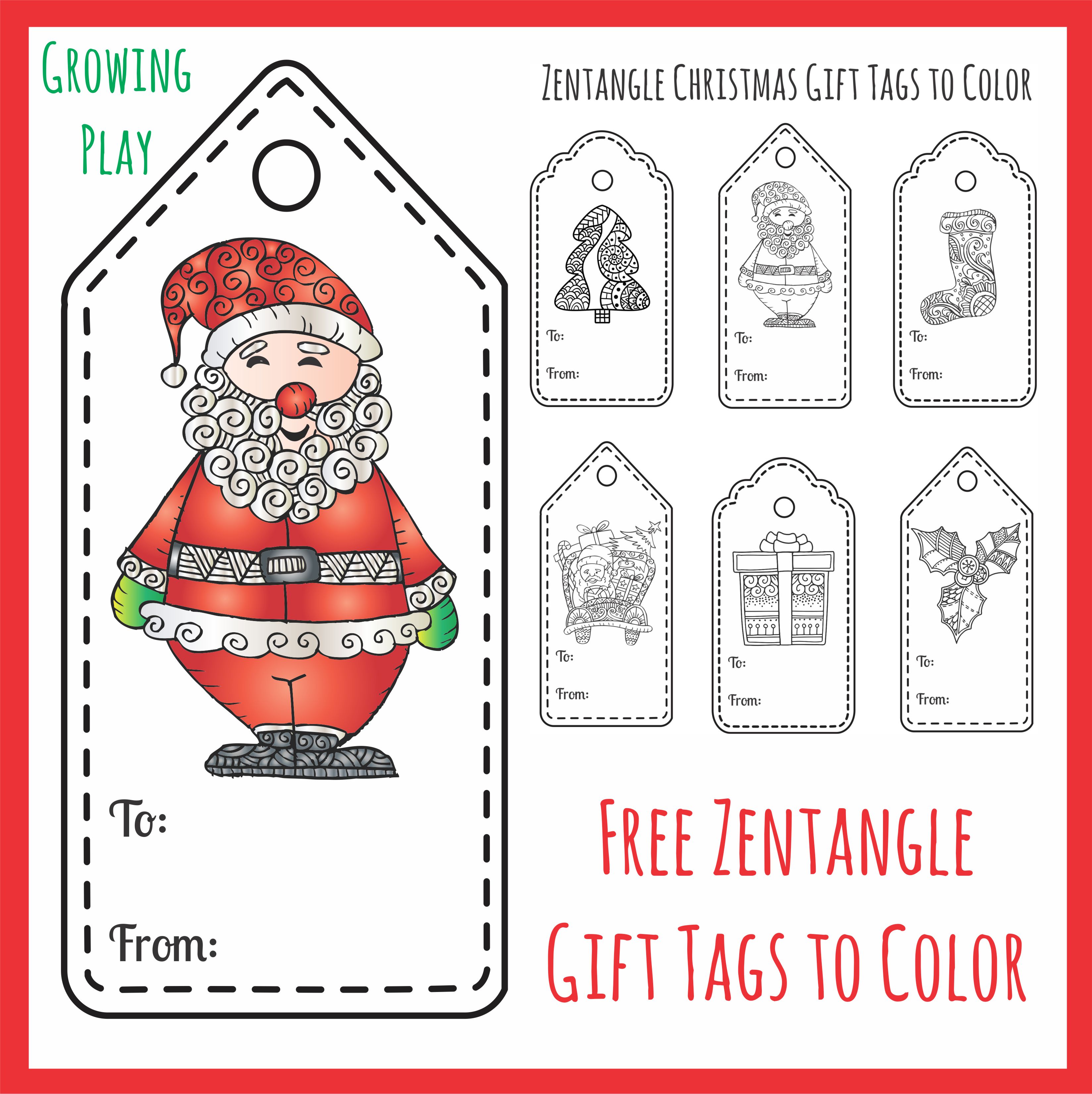 Zentangle christmas gift tags to color