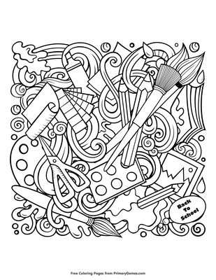 Zentangle school items coloring page â free printable pdf from