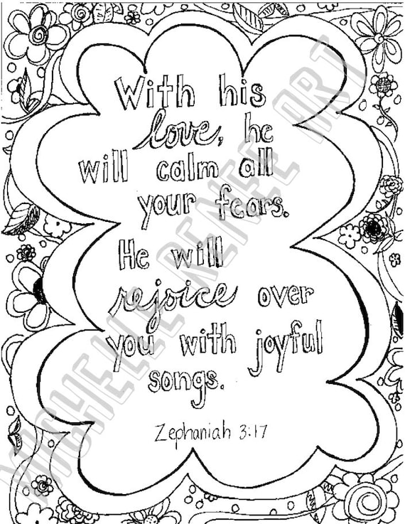 Bible verse coloring page zephaniah digital instant download