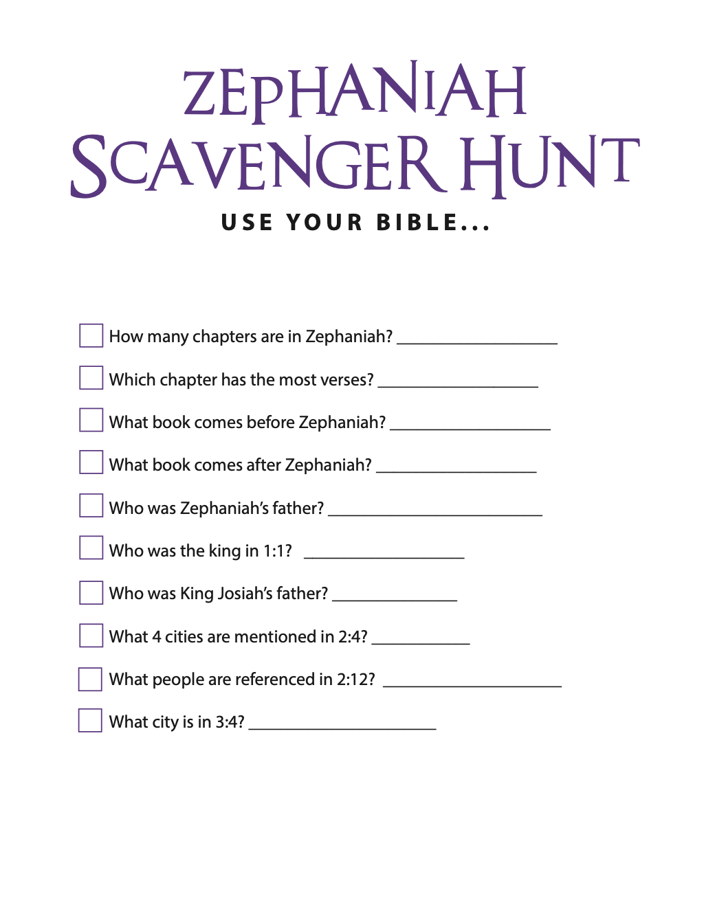 Free zephaniah bible scavenger hunt
