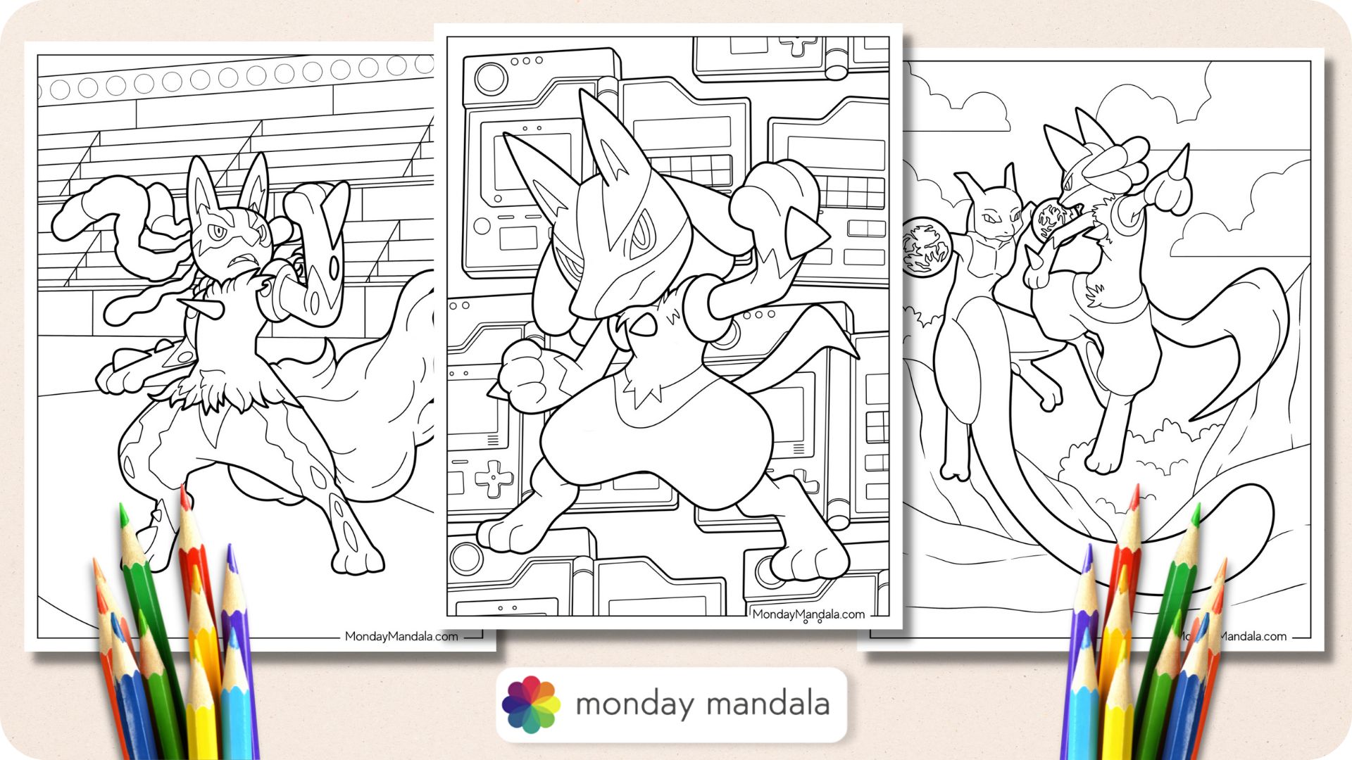 Lucario coloring pages free pdf printables