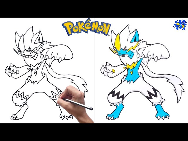 How to draw pokemon shiny zeraora easy step by step