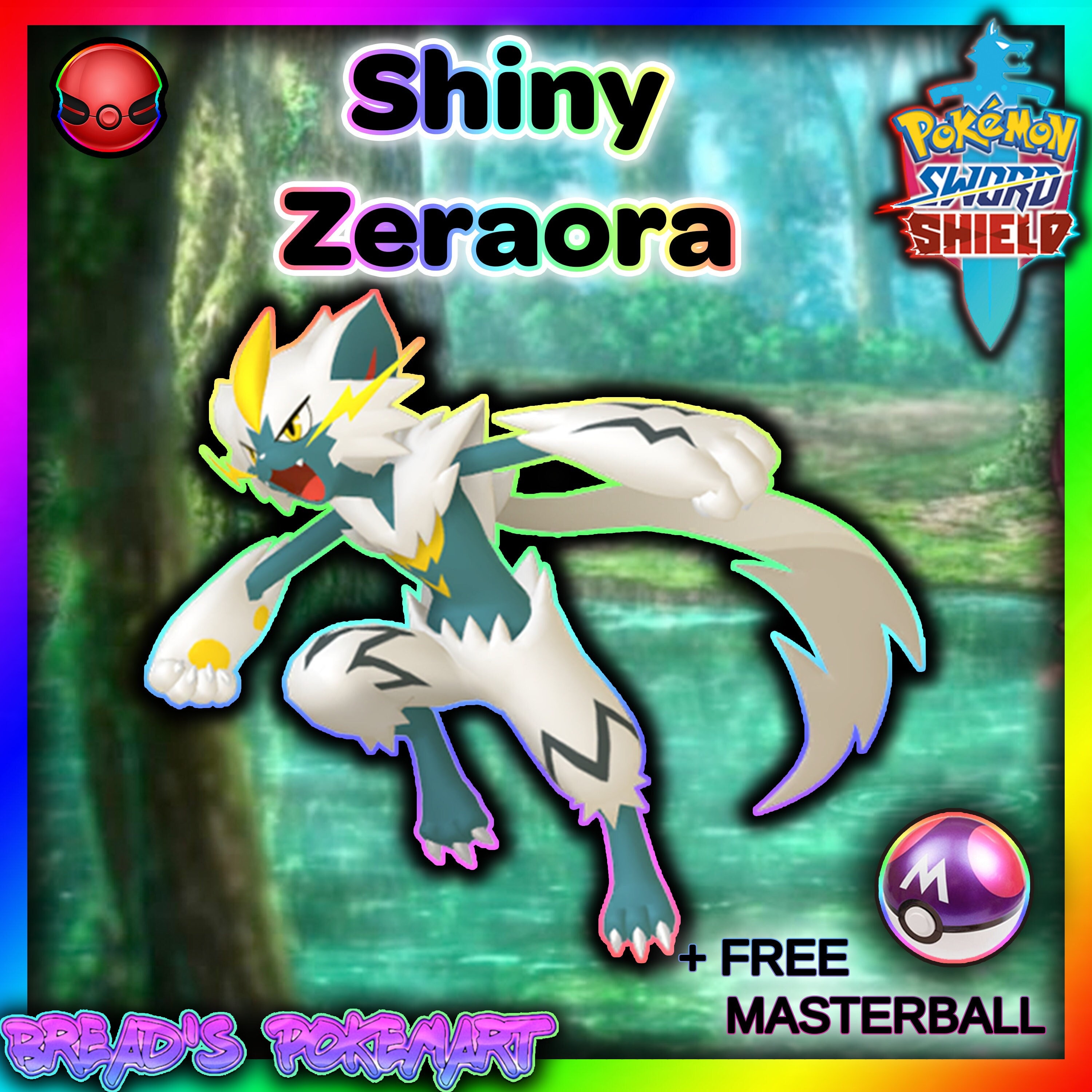 Pokemon sword and shield shiny zeraora pokemon home event hypertrained to iv battle ready with moveset ev training masterball