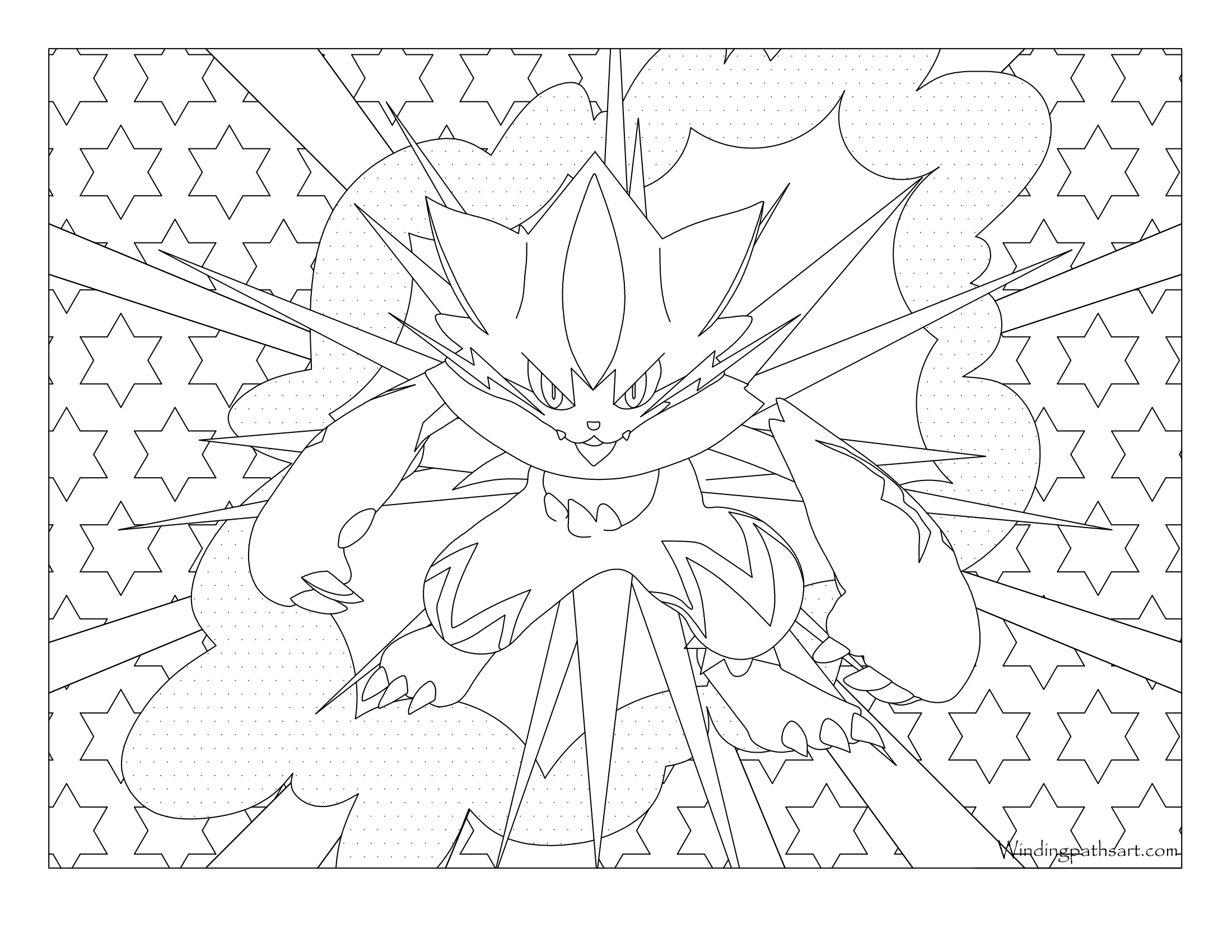 Zeraora pokemon coloring page