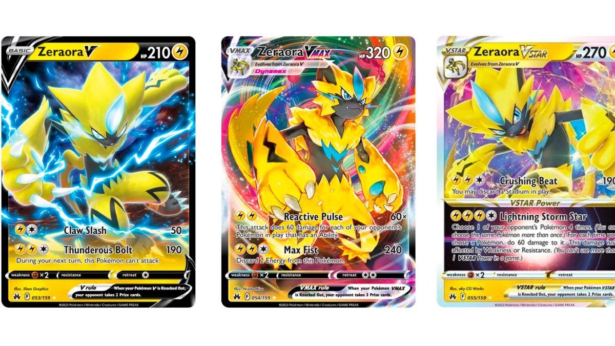 The cards of pokãmon tcg crown zenith part zeraora