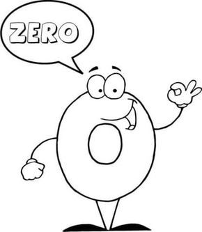 Number says zero coloring page from english cartoon numbers