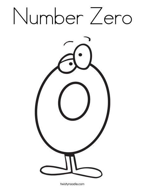 Number zero coloring page