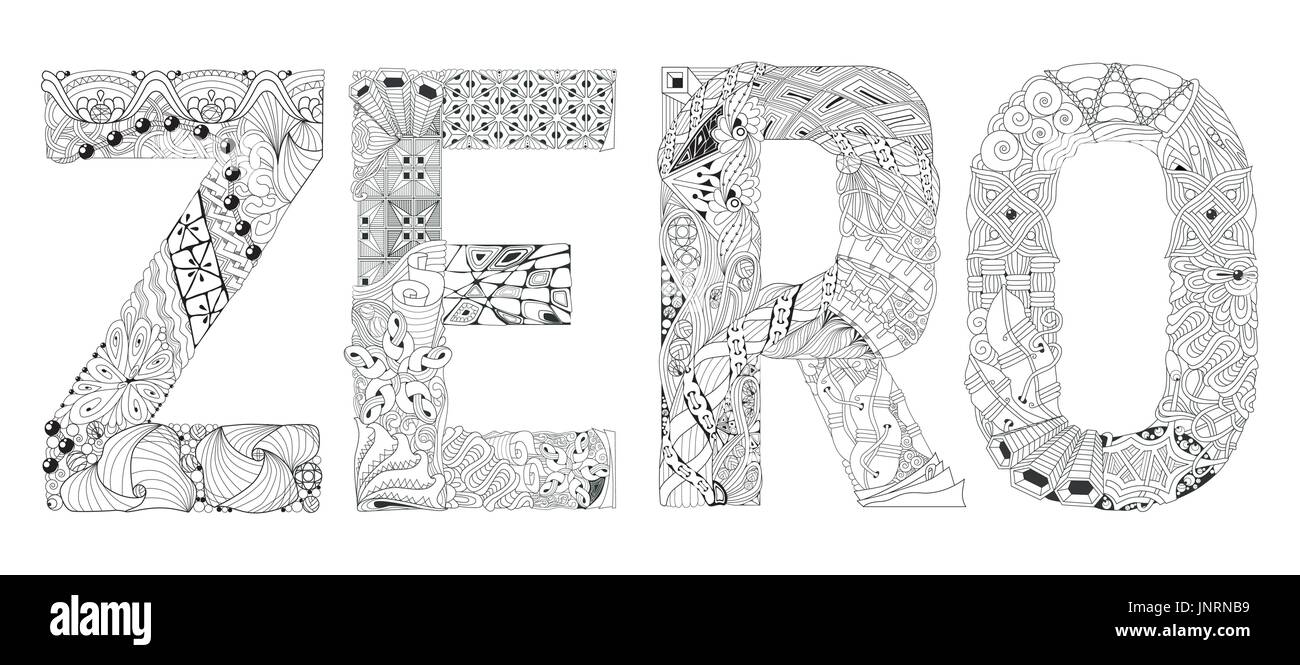 Word zero for coloring vector decorative zentangle object stock vector image art