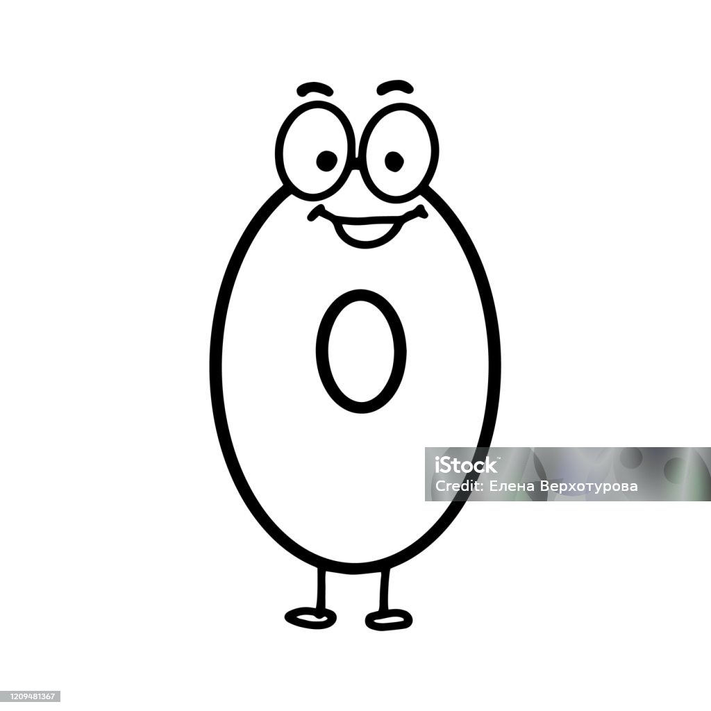 Coloring book number zero on white background vector color illustration mathematics vector illustration funny cartoon character stock illustration