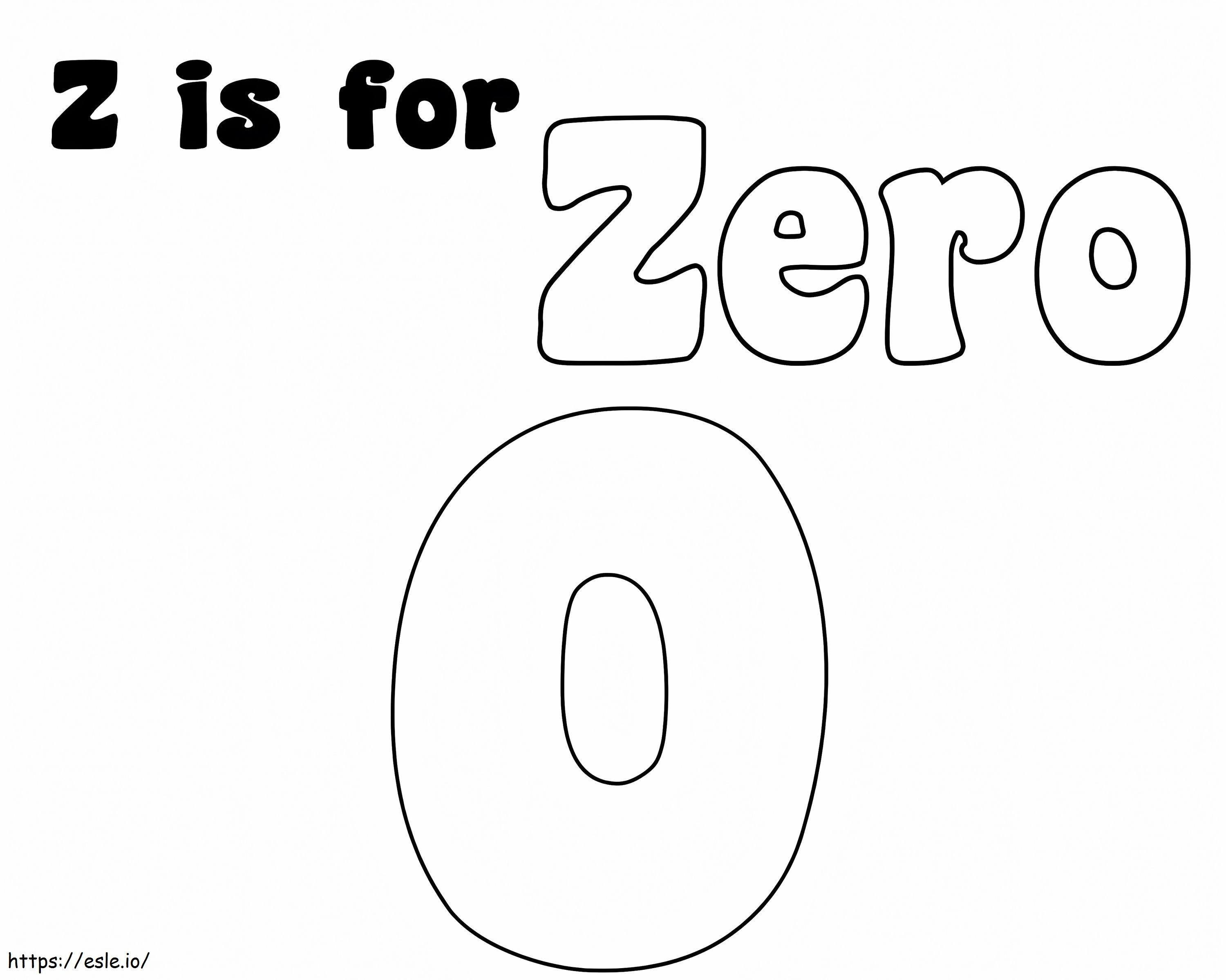 Zero letter z coloring page