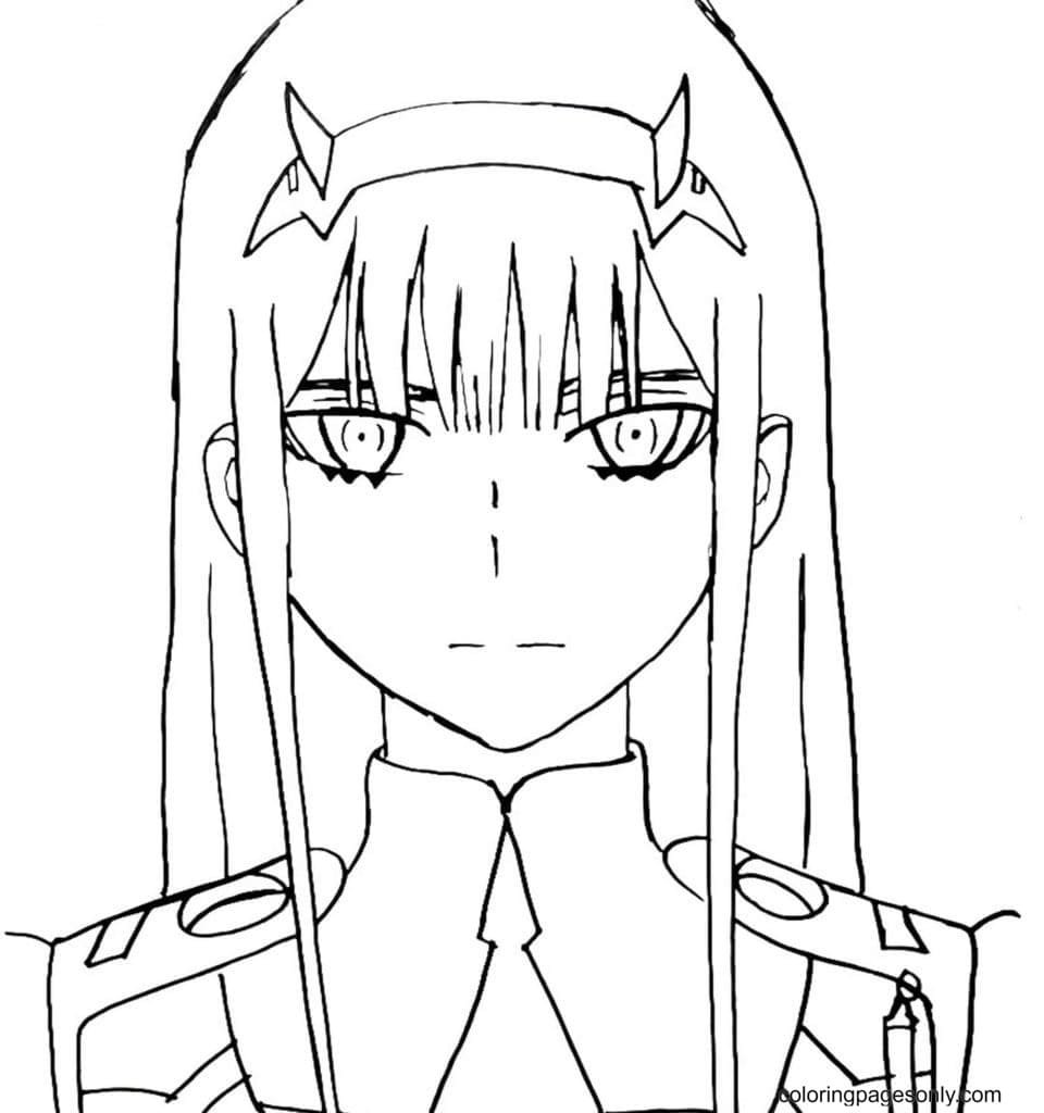 Zero two coloring pages printable for free download