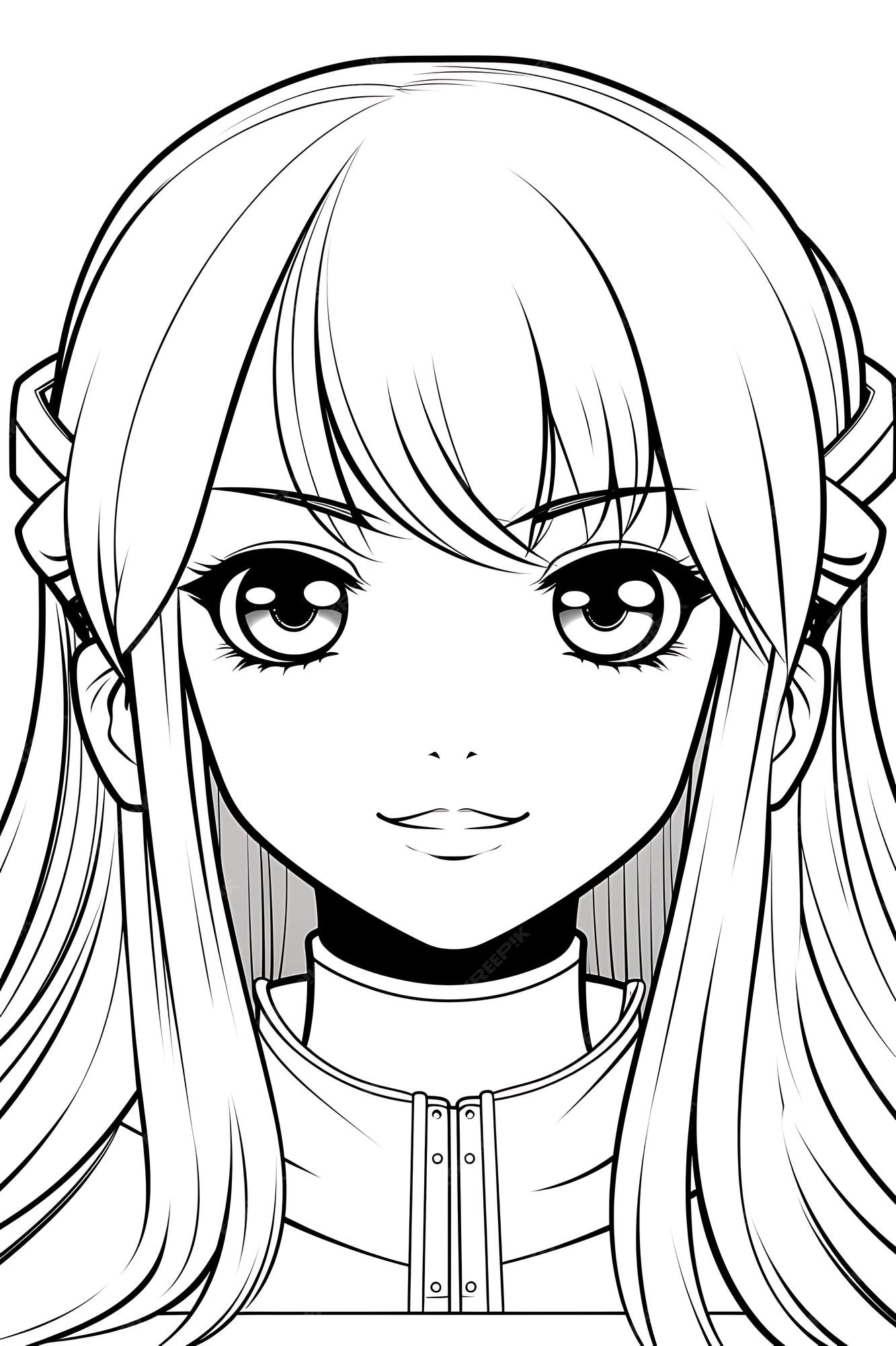 Premium vector anime coloring page