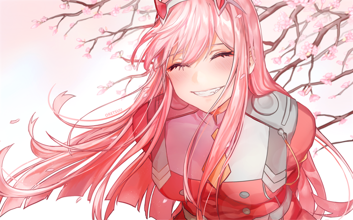 Download wallpapers zero two sakura manga smile darling in the franxx for desktop free pictures for desktop free