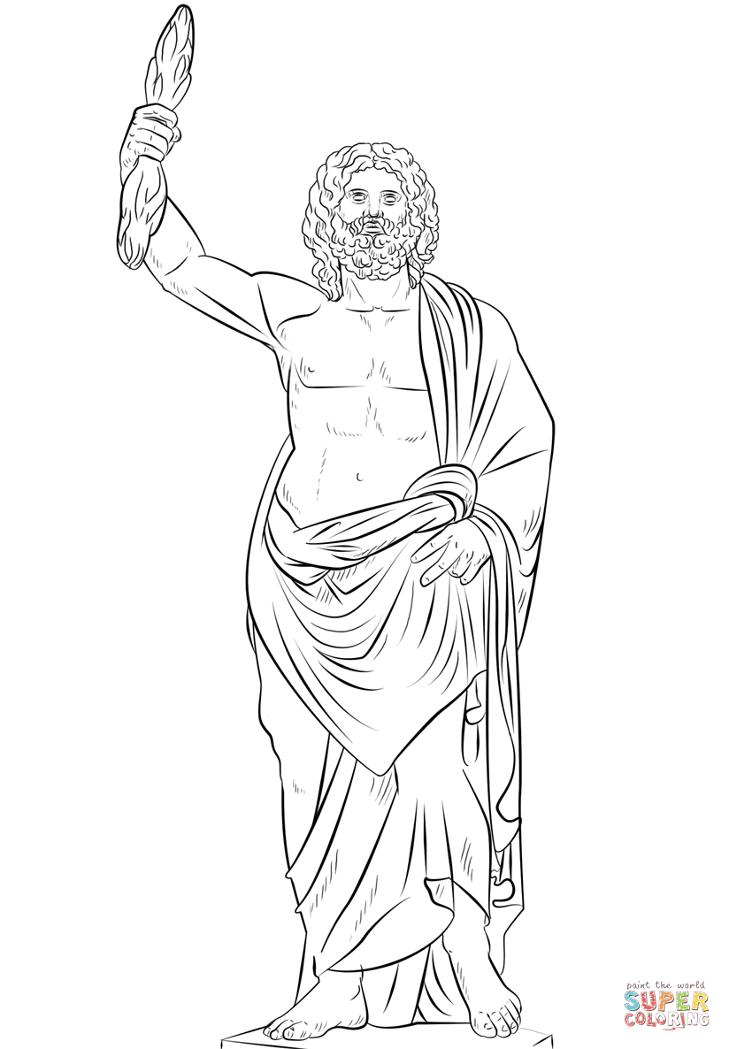 Zeus greek god coloring page free printable coloring pages