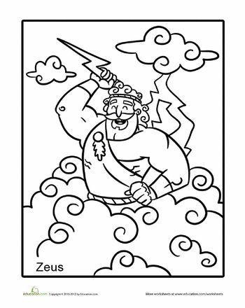 Zeus worksheet education coloring pages greek crafts greek mythology lessons