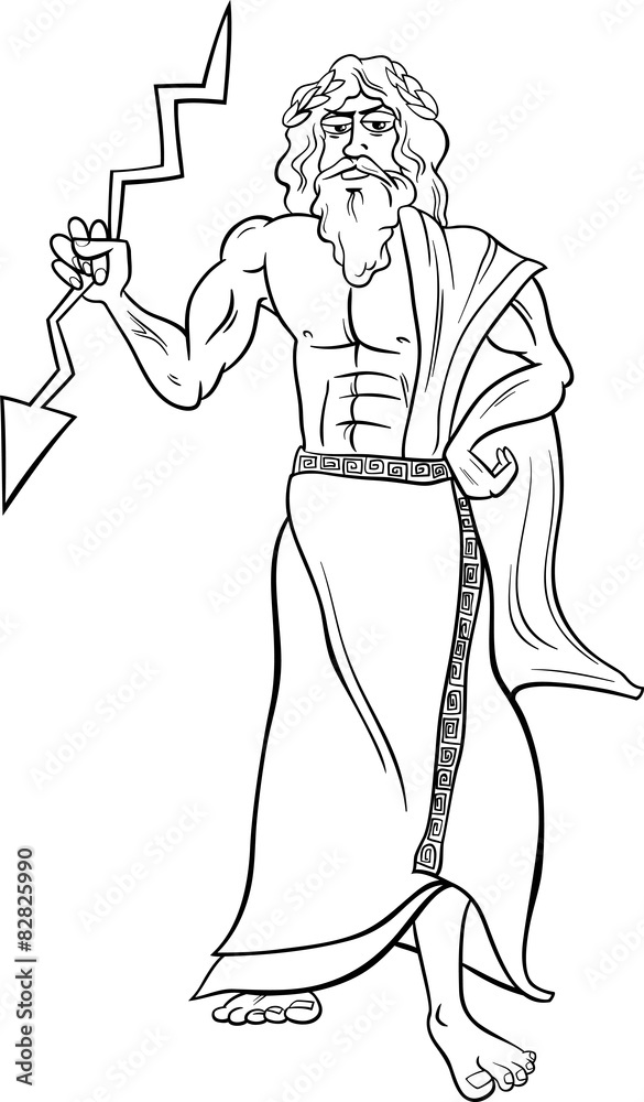 Greek god zeus coloring page vector