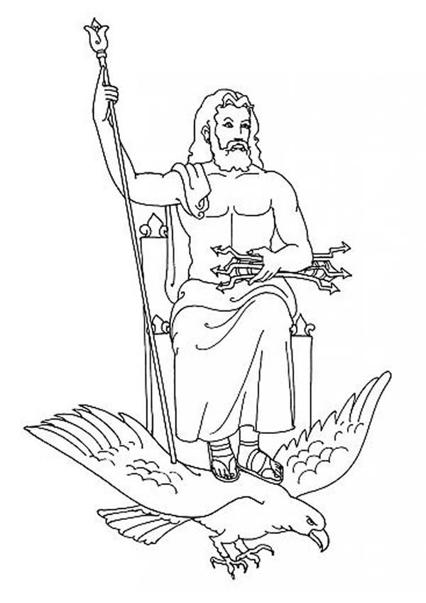 Zeus from greek gods and goddesses coloring page